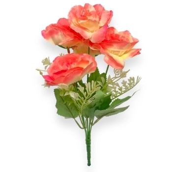 Buchet artificial 5 fire Camellia Japonica Somon Crem