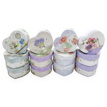 Set 12 cutii inima mici modele mixte Flori