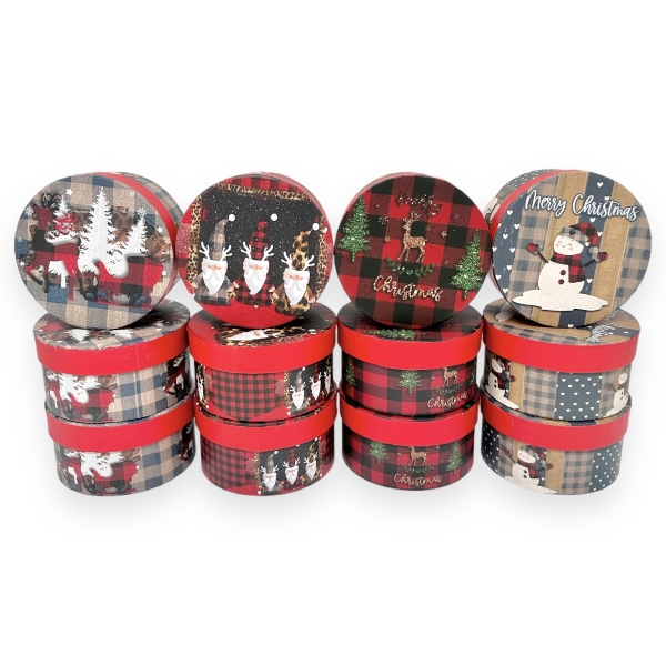 Set 12 Cutii Rotunde Mici Modele Mixte Christmas