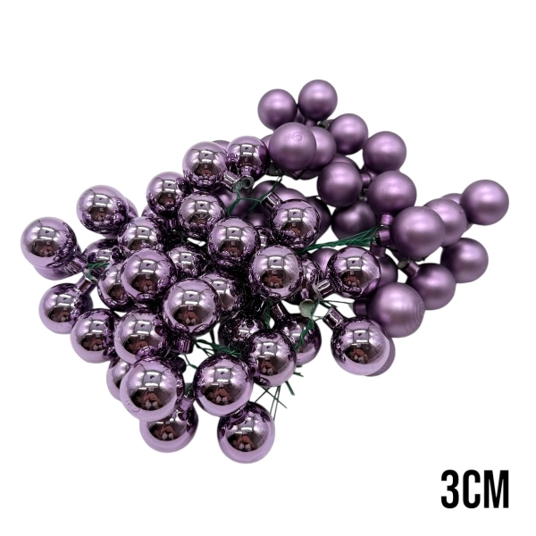 Set 72 Globuri Pe Sarma 3cm Violet